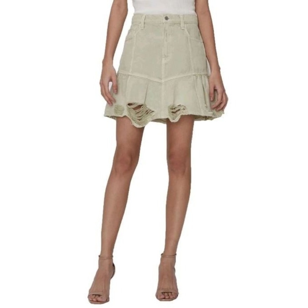 7 For All Man Kind jean skirt W 30 womens zip green pockets 7U818795